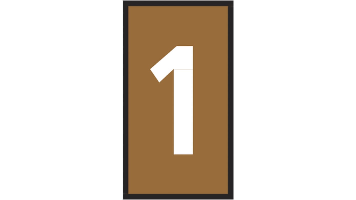 HellermannTyton WIC0 Snap On Cable Markers, Brown, Pre-printed "1", 0.8 → 2.2 Cable, 561-00611 WIC0-1-PA66-BN