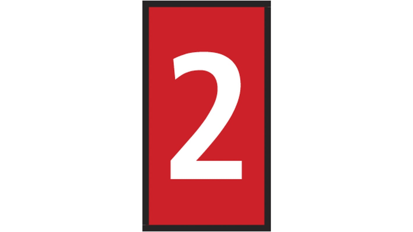 HellermannTyton WIC0 Snap On Cable Markers, Red, Pre-printed "2", 0.8 → 2.2mm Cable, 561-00622 WIC0-2-PA66-RD