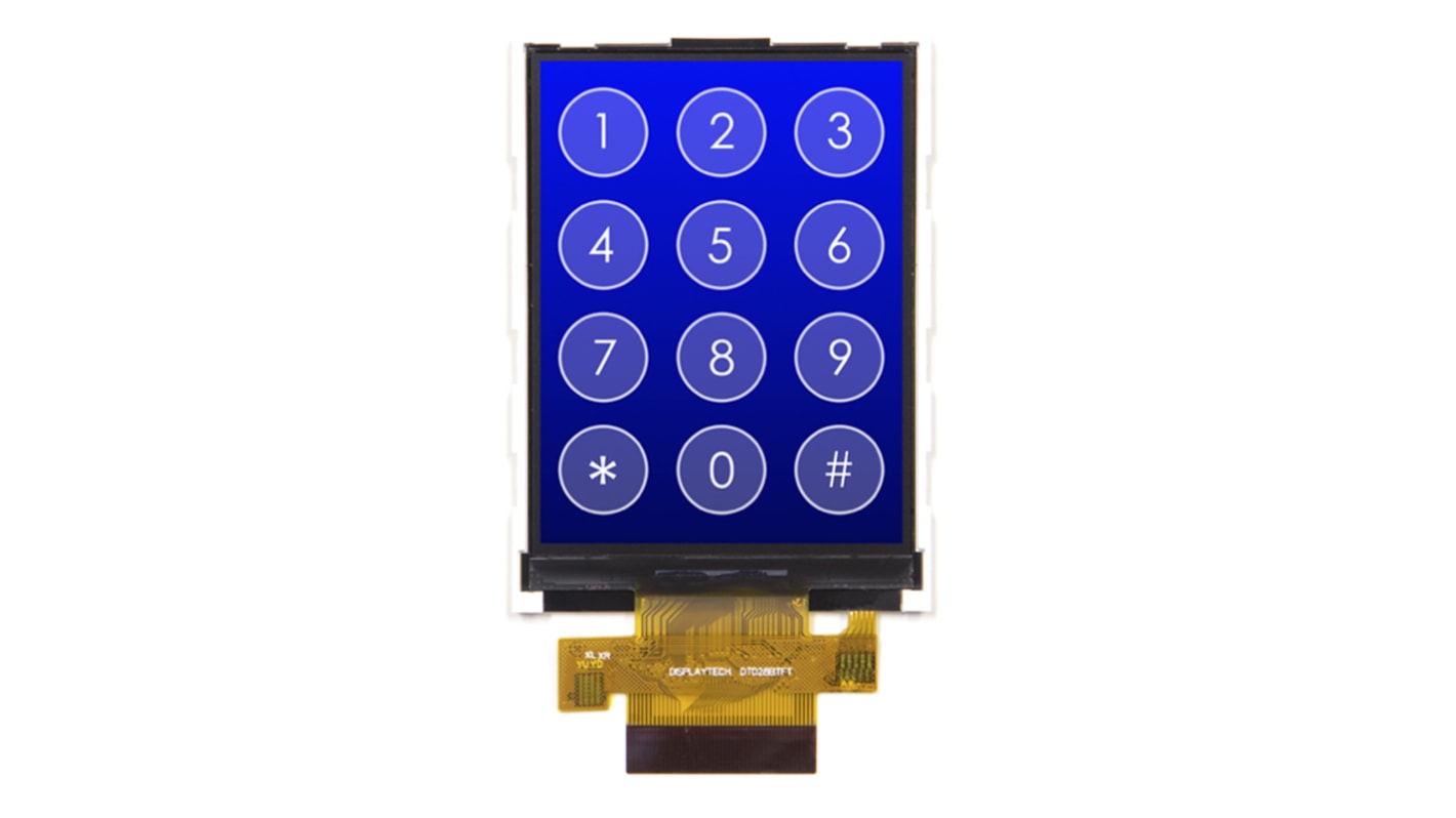 Displaytech TFT-LCD-Anzeige 2.8Zoll MCU, RGB mit Touch Screen Resistiv, 240 x 320pixels, 43 x 58mm 2,6 → 3,3 V
