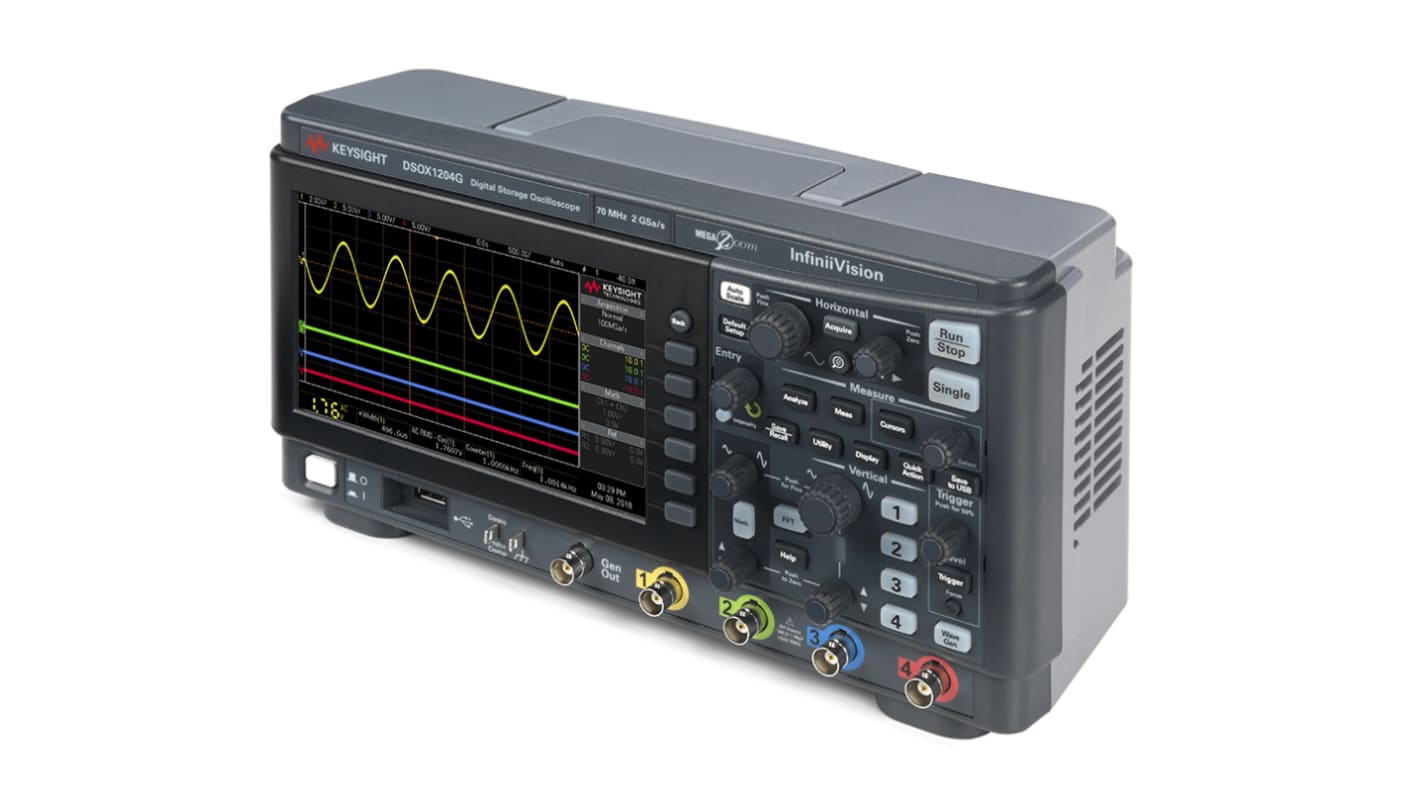 Keysight Technologies DSOX1204G InfiniiVision 1000 X Series, 70MHz Bench Oscilloscope, 4 Analogue Channels