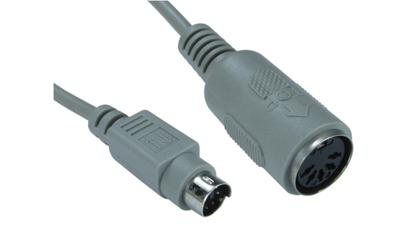 Kabel KVM, dł. 150mm, PS/2 - 5-stykowe mini-DIN, kolor: Szary, RS PRO