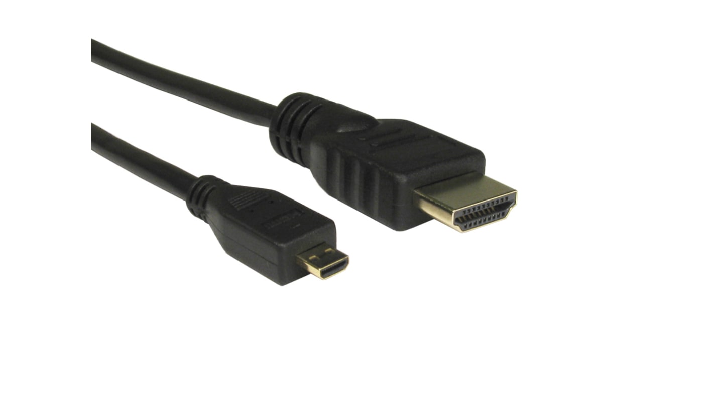 Cable HDMI Negro RS PRO, con. A: HDMI Macho, con. B: Micro HDMI Macho, long. 3m