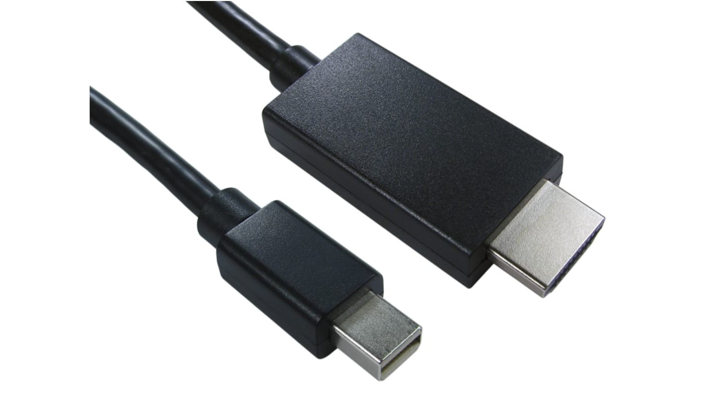 Kabel DisplayPort długość 1m B: HDMI A: Złącze DP (Display Port) Mini męskie RS PRO 1080p