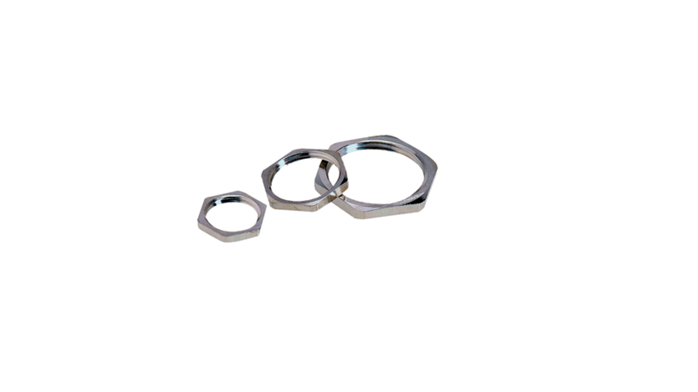 Lapp Silver Brass Cable Gland Locknut, PG13.5 Thread, IP68