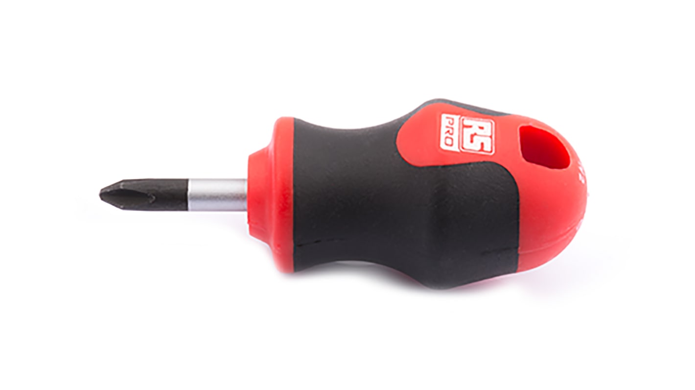RS PRO Phillips Stubby Screwdriver, PH2 Tip, 25 mm Blade, 85 mm Overall