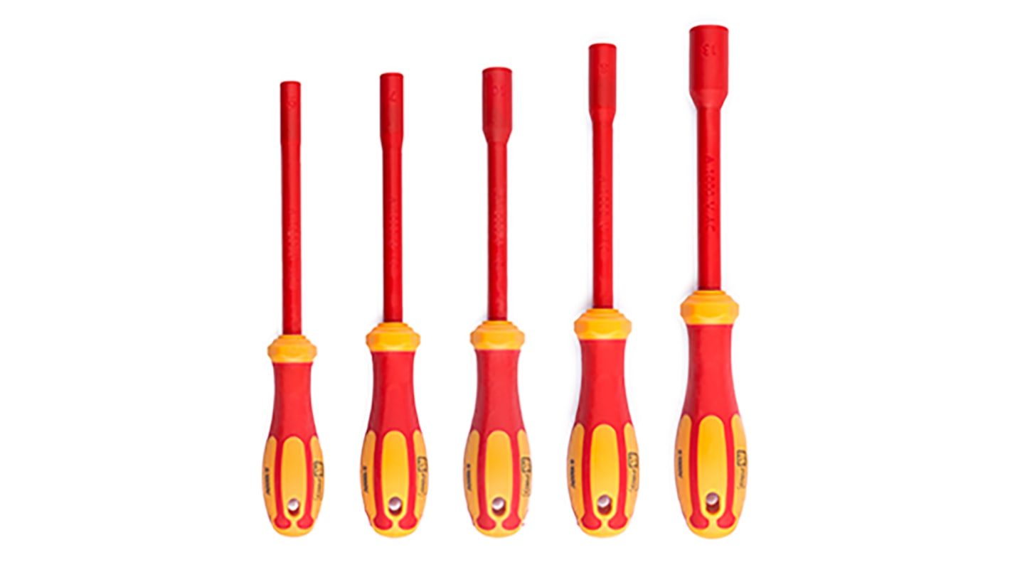 Destornillador RS PRO, Acero al Cromo Vanadio Molibdeno, tipo Destornillador de Tuerca, punta Hexagonal 6 mm, 7 mm, 8