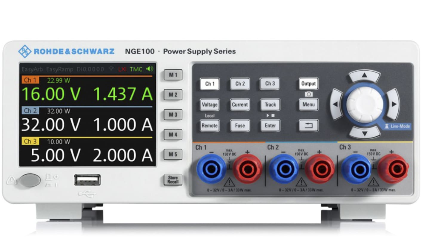 Rohde & Schwarz NGE100B Series Digital Bench Power Supply, 0 → 32V, 0 → 3A, 3-Output, 100W