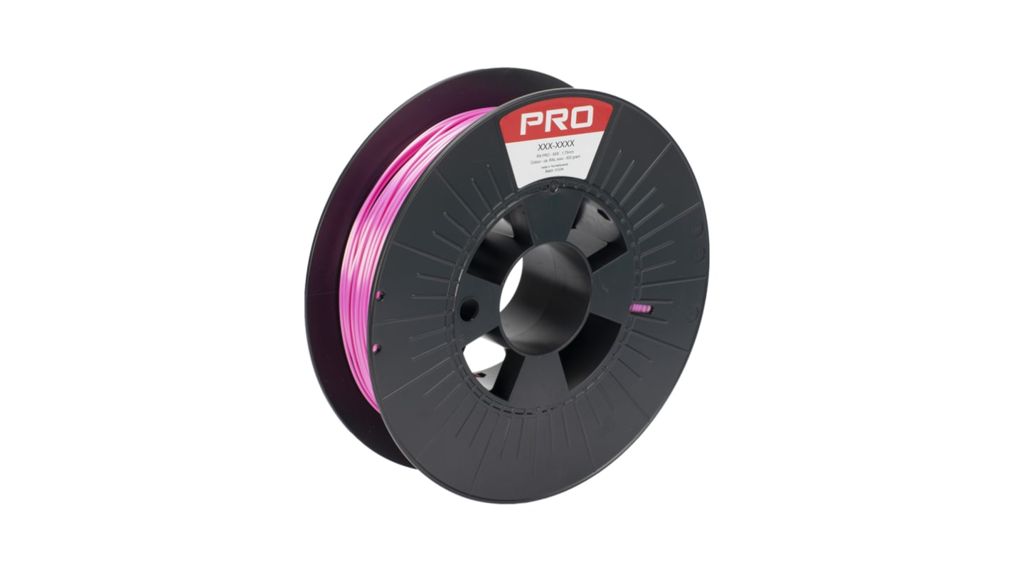 RS PRO 1.75mm Pink PLA Satin 3D Printer Filament, 500g