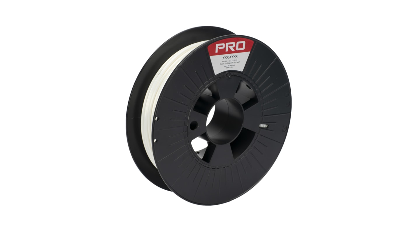 RS PRO 2.85mm White PLA Satin 3D Printer Filament, 500g