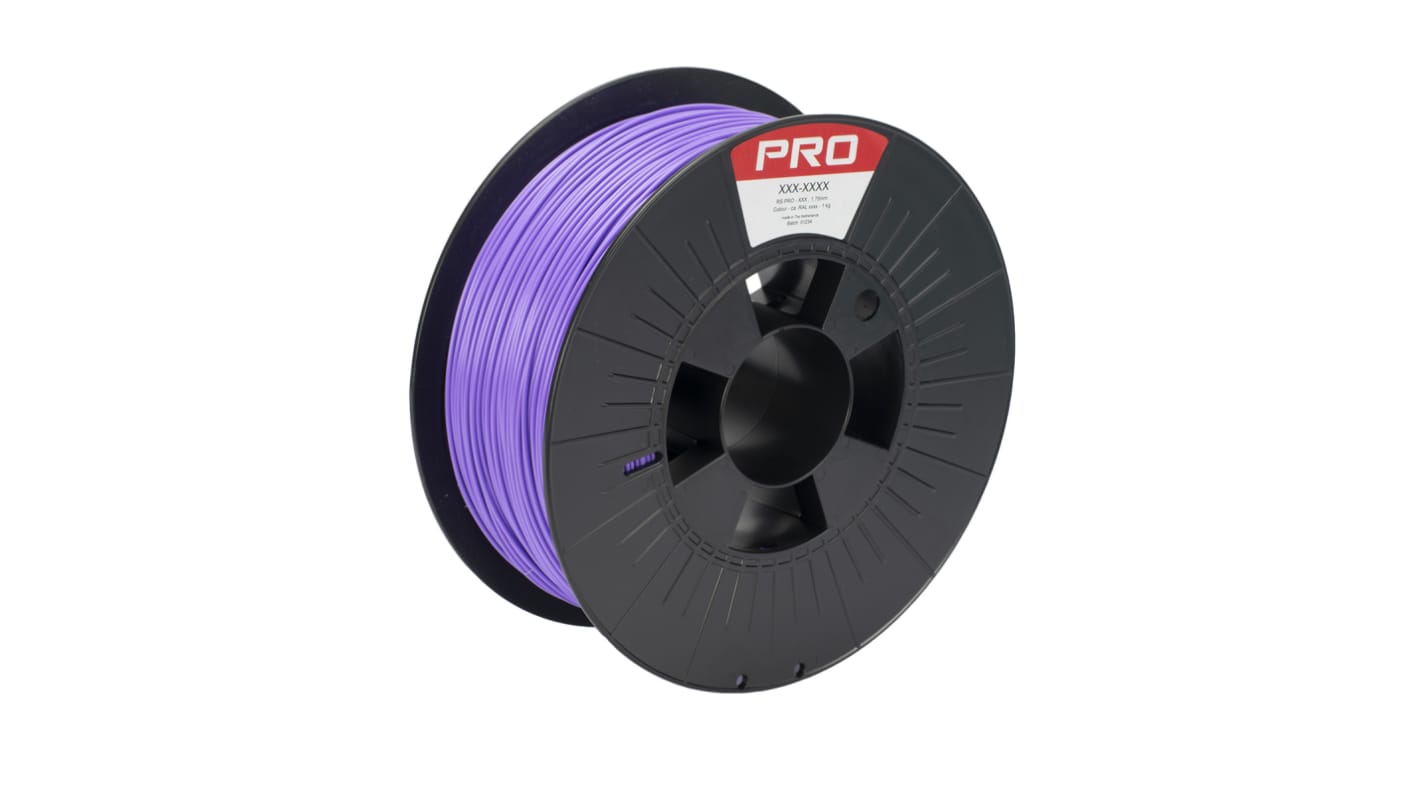 RS PRO 1.75mm Purple PLA 3D Printer Filament, 1kg