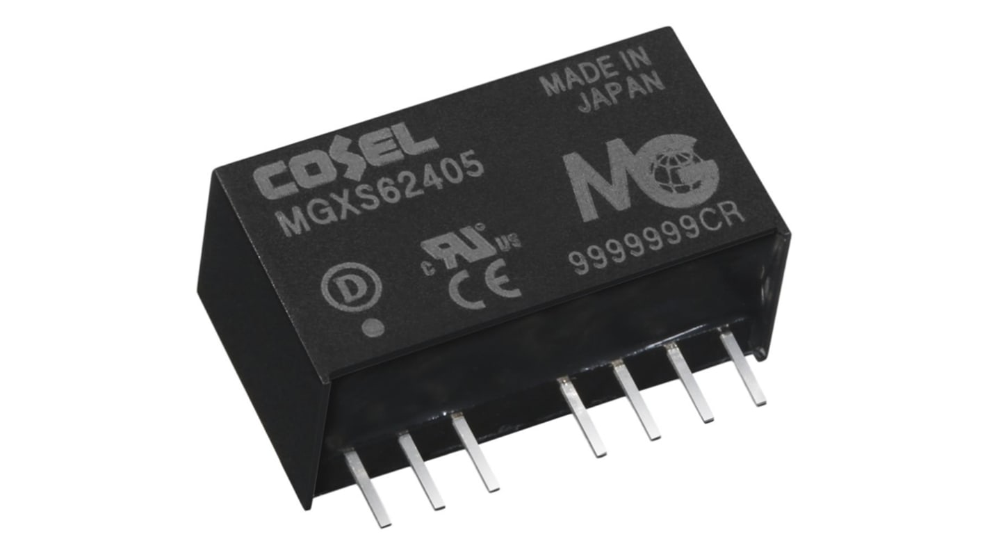 Cosel MGXS6 DC-DC Converter, 15V dc/ 400mA Output, 6 → 60 V dc Input, 6W, Through Hole, +85°C Max Temp -40°C Min