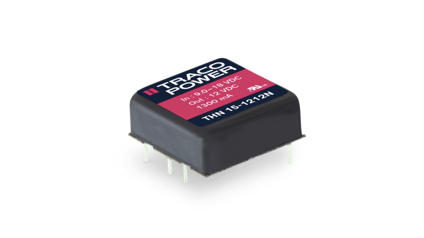 TRACOPOWER THN 15N DC-DC Converter, ±12V dc/ ±625mA Output, 18 → 36 V dc Input, 15W, Through Hole, +105°C Max