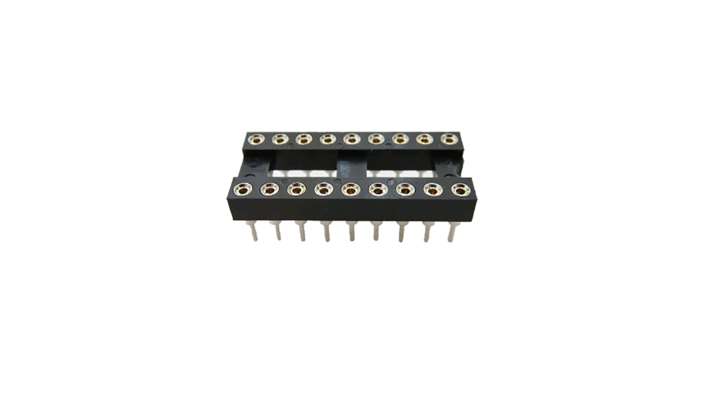 Podstawka DIL 2.54mm Pitch 7.62mm Row Spacing 18-pinowe, Przewlekany Toczony Pin, 3A RS PRO