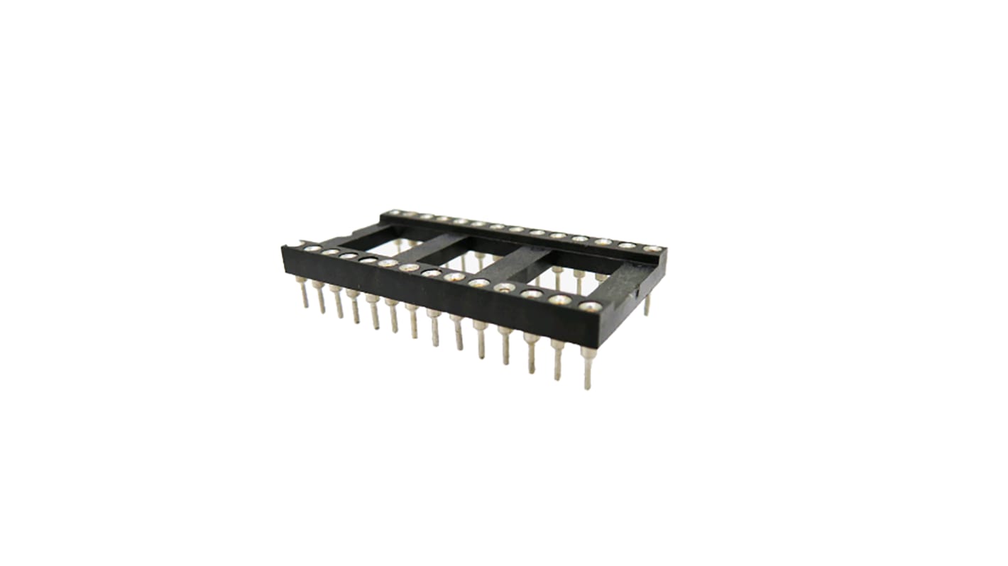 RS PRO DIP28插座, 15.24mm排宽, 2.54mm节距, 车削引脚, THT安装, 35.56 x 17.78 x 3mm
