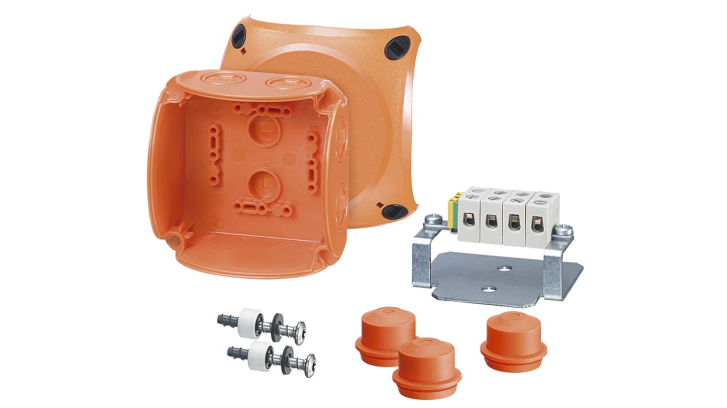 HENSEL Orange Polycarbonate Junction Box, IP65, IP66, 5 Terminals, 104 x 104 x 70mm