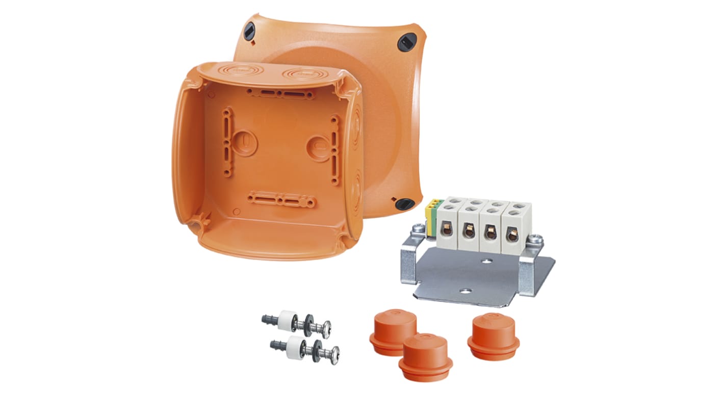 HENSEL Orange Polycarbonate Junction Box, IP65, IP66, 5 Terminals, 130 x 130 x 70mm