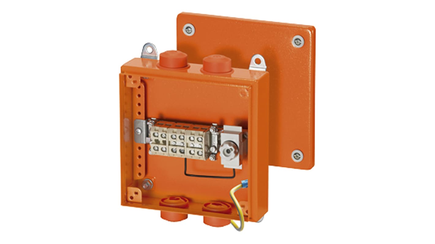 HENSEL Orange Steel Junction Box, IP66, 5 Terminals, 200 x 200 x 89mm