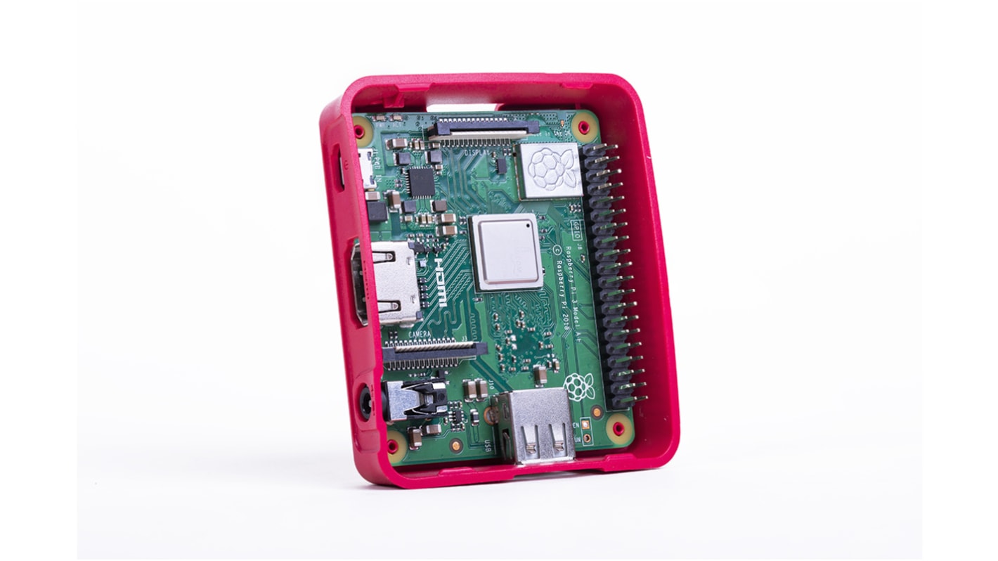 Boîtier Raspberry Pi 3 A+ Official en Plastique Rouge, Blanc