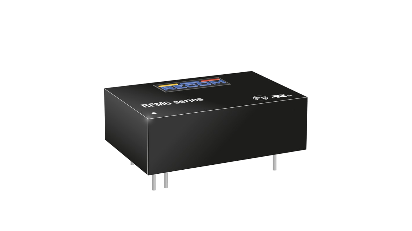 Recom REM6E DC-DC Converter, 12V dc/ 500mA Output, 8 → 36 V dc Input, 6W, Through Hole, +75°C Max Temp -40°C Min