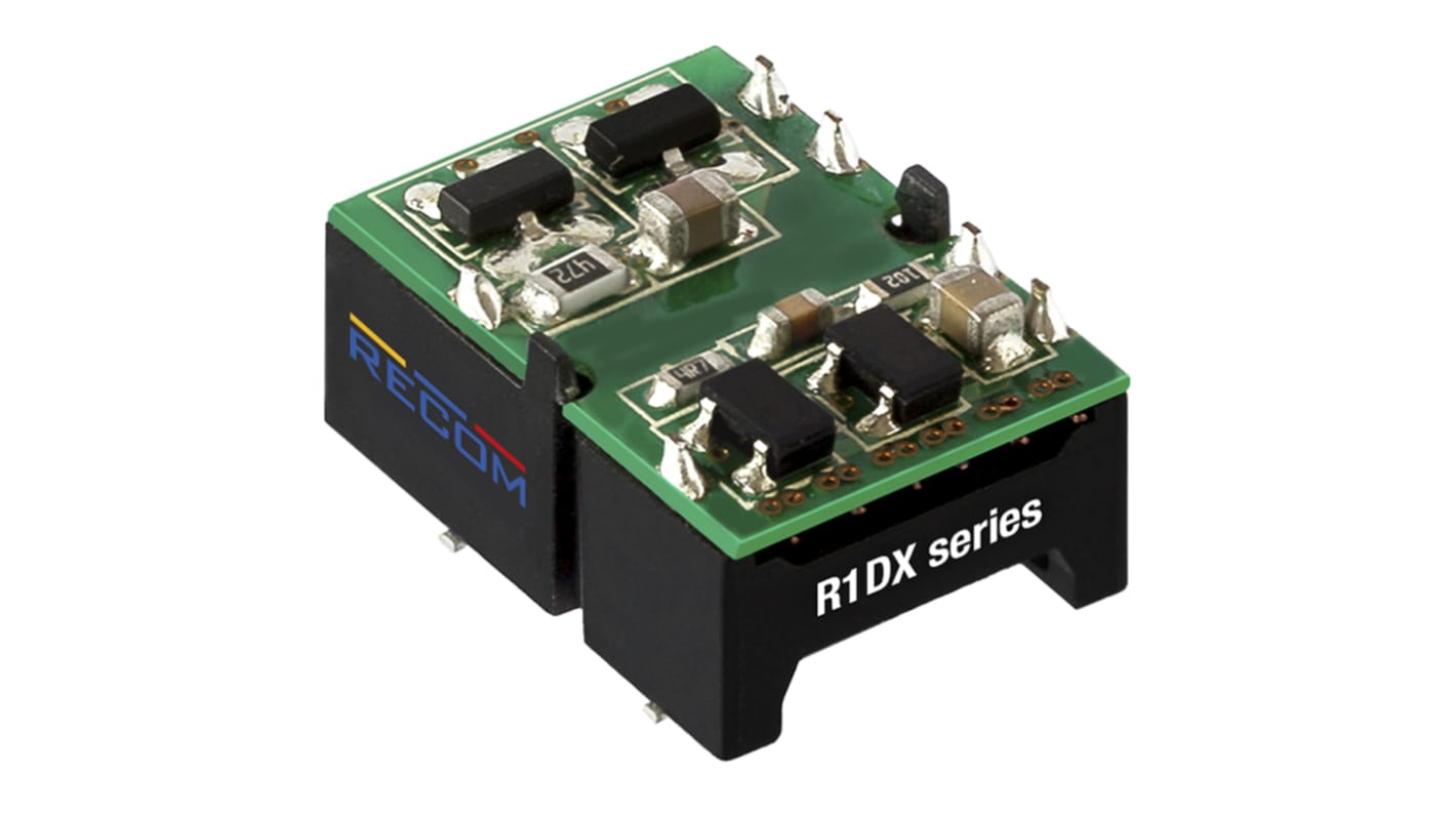 Recom R1DX DC-DC Converter, ±15V dc/ ±33mA Output, 4.5 → 5.5 V dc Input, 1W, Surface Mount, +95°C Max Temp -40°C