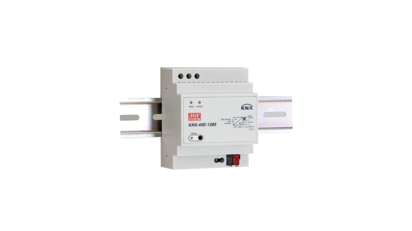 MEAN WELL KNX Switched Mode DIN Rail Power Supply, 180 → 264 V ac / 176 → 280V dc ac, dc Input, 30V dc dc