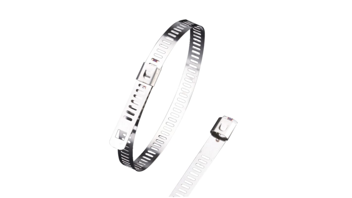 RS PRO Cable Tie, Ladder Single Lock, 225mm x 7 mm 316 Stainless Steel, Pk-100