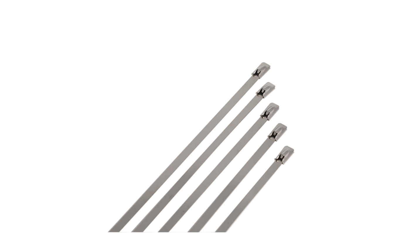 RS PRO Cable Tie, Ball Lock, 125mm x 4.6 mm 316 Stainless Steel