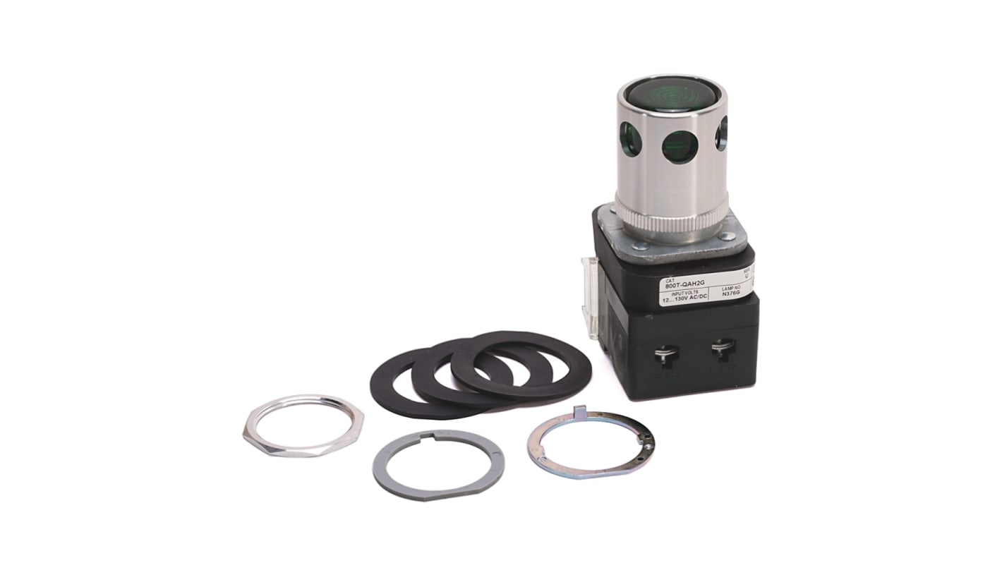 Allen Bradley 800T Series Green Illuminated Momentary Push Button Head, 30mm Cutout, IP67, IP69K