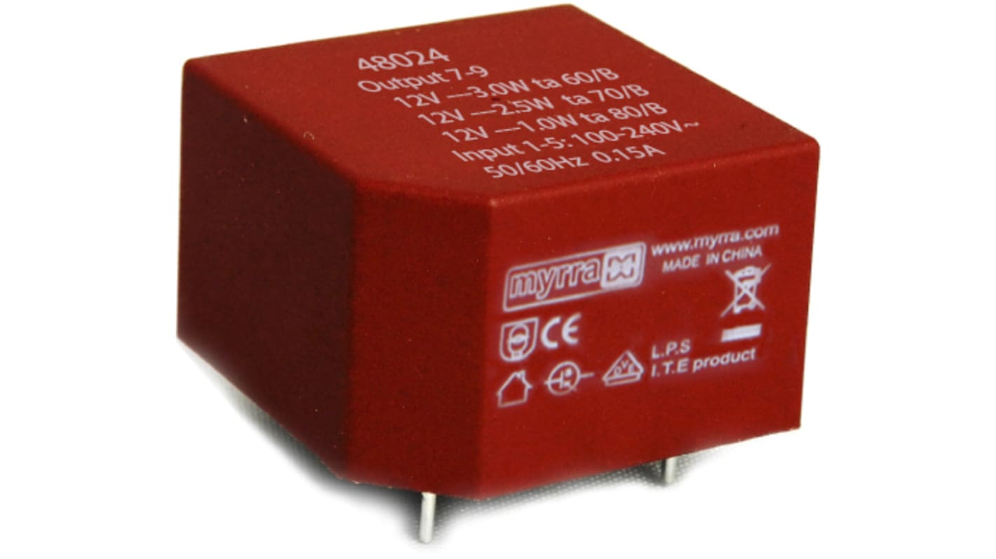 Myrra 12V dc 1 Output PCB Mount PCB Transformer, 1 → 3W