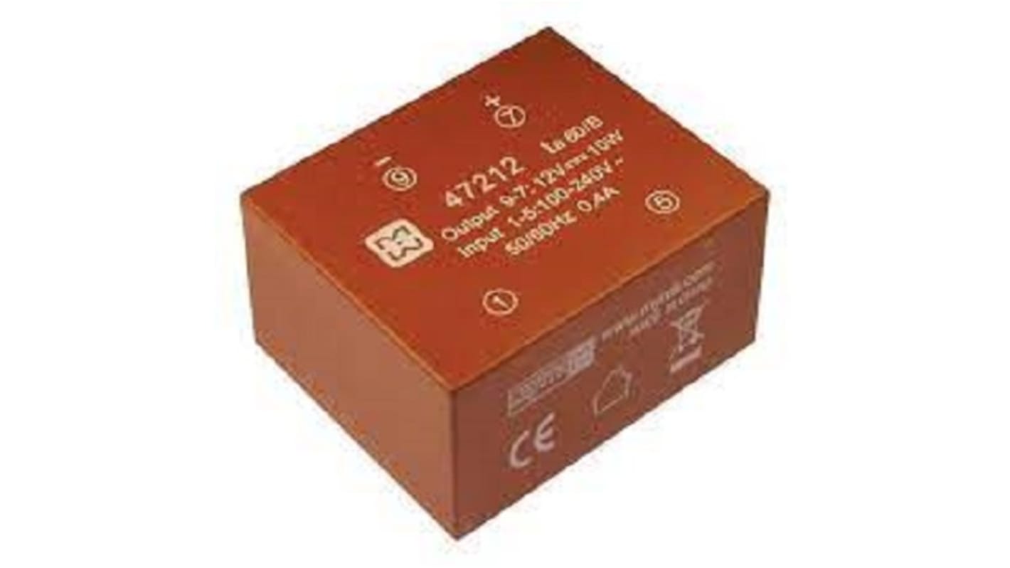 Trasformatore per PCB Myrra, 10W, primario 100 → 240 V ac, 140 → 340 V dc, secondario 12V cc, , uscita