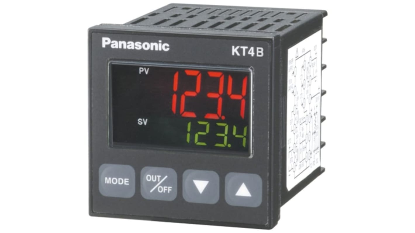 Panasonic KT4H Panel Mount PID Temperature Controller, 48 x 59.2mm 1 Input, 1 Output Non Contact Voltage, 24 V ac/dc