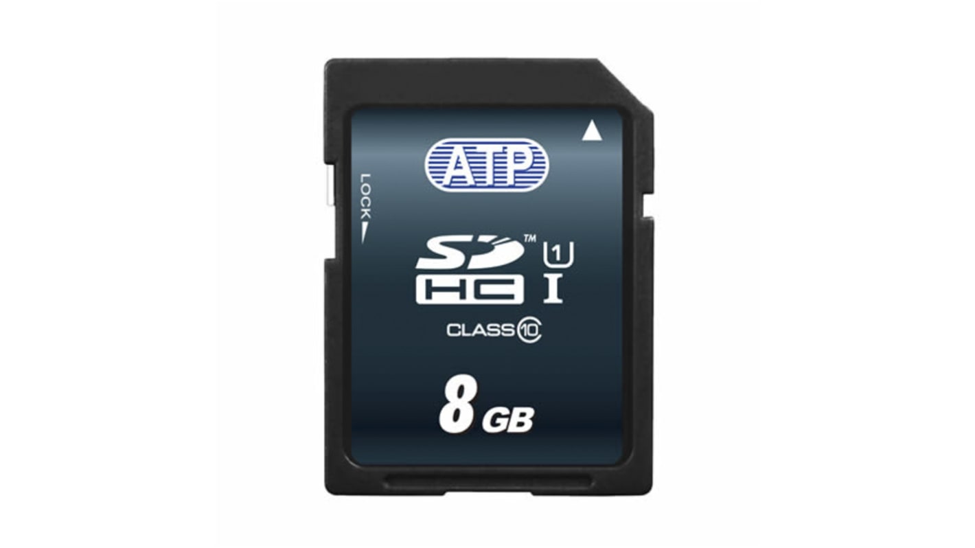 ATP 8 GB 工业SDHC卡, MLC, Class 10, UHS-1 U1, -25 → +85°C, S600Sc系列