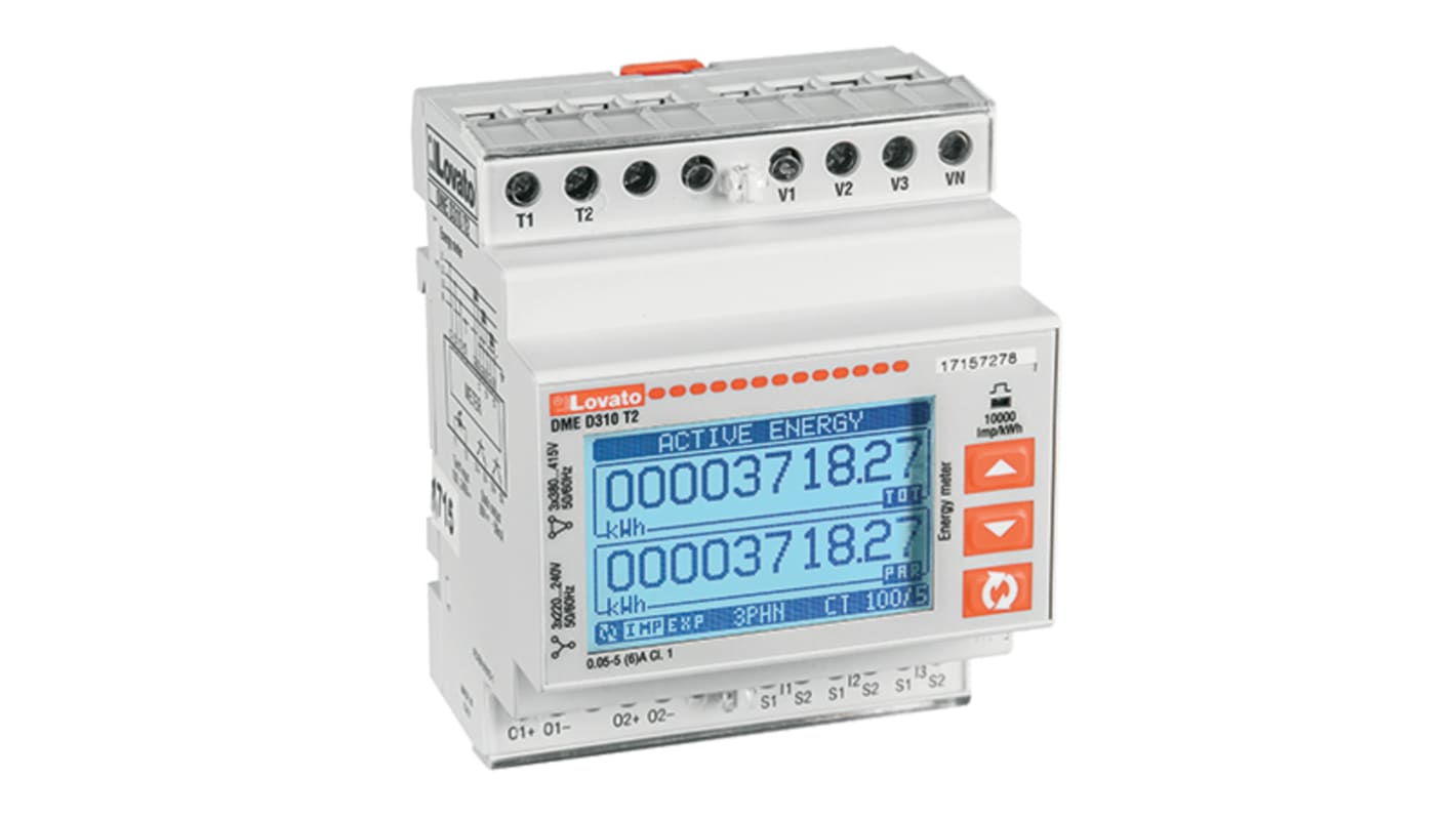 Medidor de energía Lovato serie DME, display LCD, precisión Clase 0,5 s., 3 fases