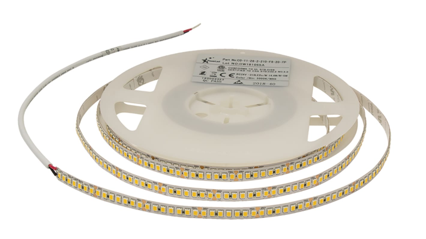 PowerLED LED-Streifen 2500K, Weiß, 5m x 8mm 24V dc 210LEDs/M IP20 14.4W/M