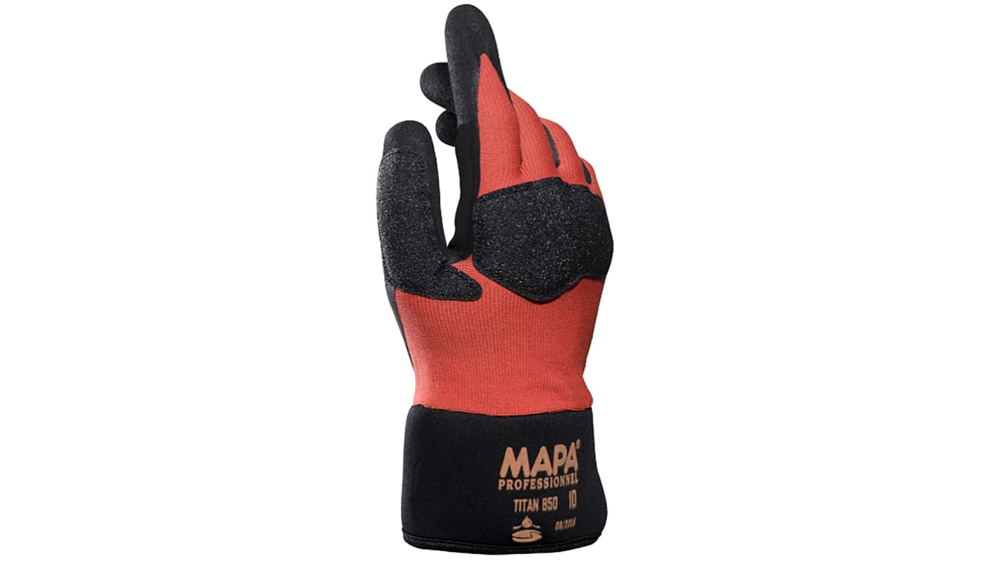 Mapa Titan Red Nitrile Work Gloves, Size 7, Nitrile Coating