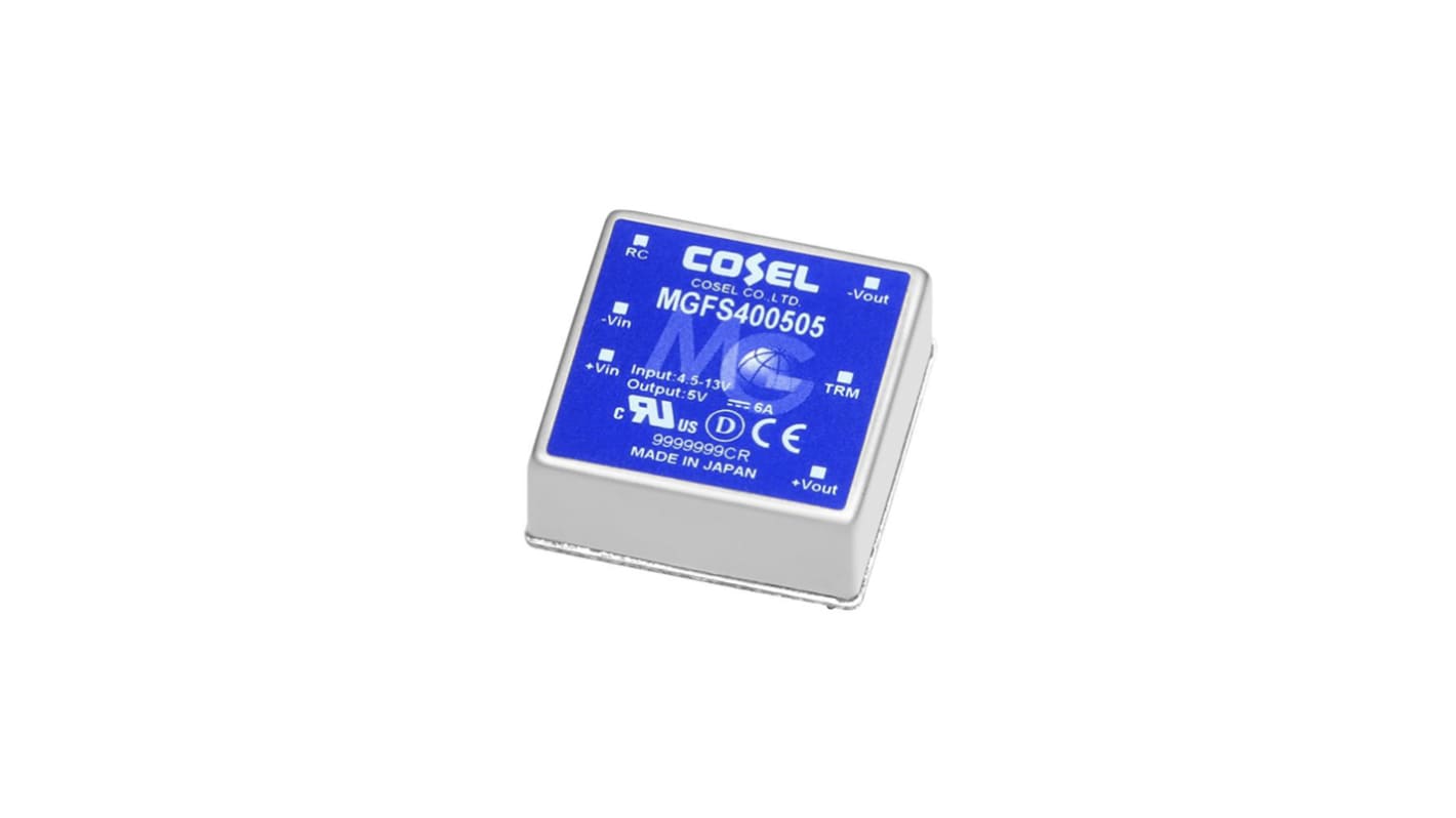 Cosel MGFS40 DC-DC Converter, 15V dc/ 2.7A Output, 18 → 76 V dc Input, 40.5W, PCB Mount, +85°C Max Temp -40°C