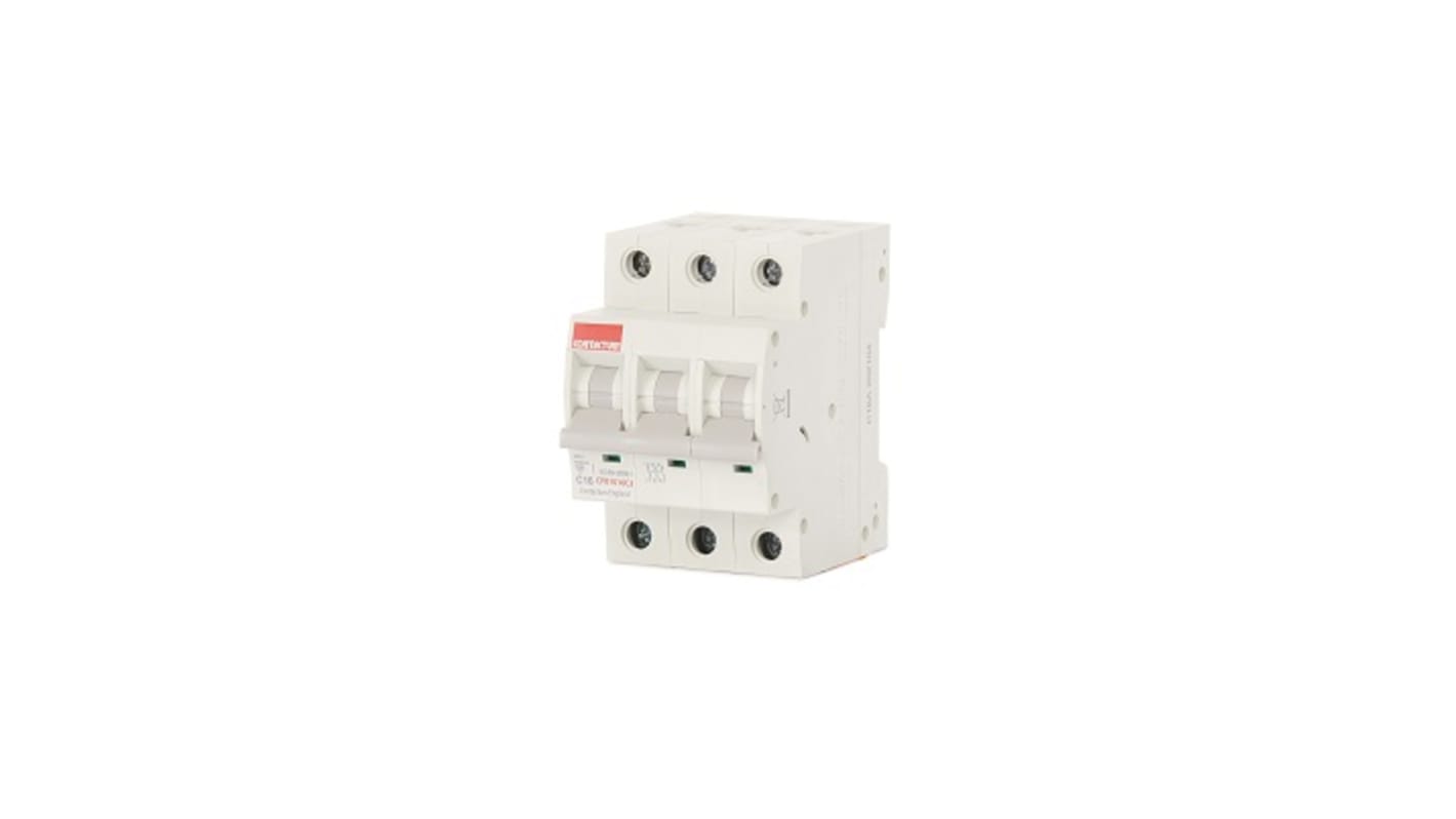 Contactum MCB, 3P, 16A Curve C, 415V AC, 10 kA Breaking Capacity