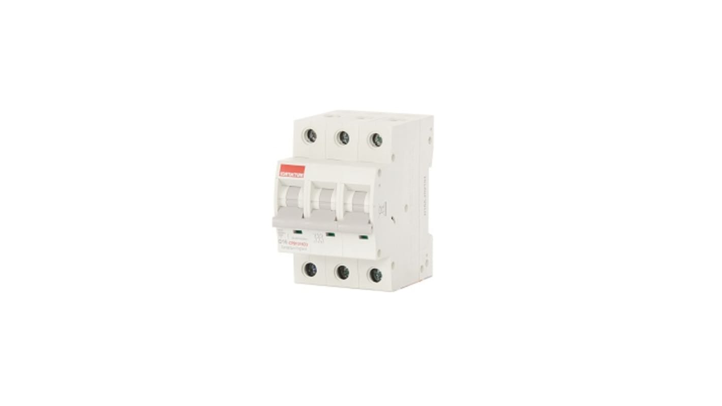 Contactum MCB, 3P, 16A Curve D, 415V AC, 10 kA Breaking Capacity