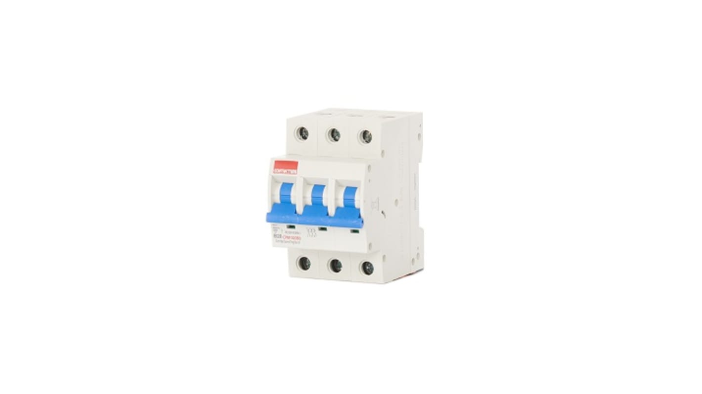 Contactum MCB, 3P, 20A Curve B, 415V AC, 10 kA Breaking Capacity