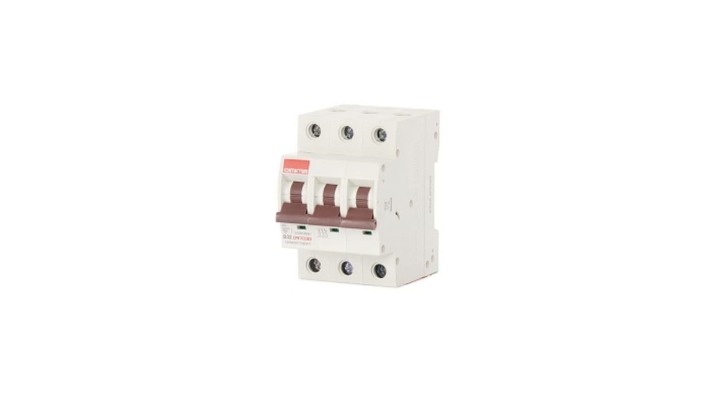 Contactum MCB, 3P, 32A Curve B, 415V AC, 10 kA Breaking Capacity