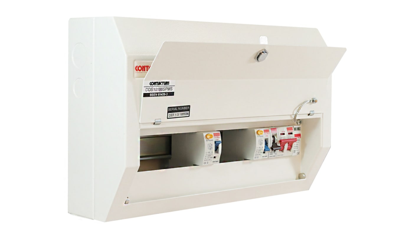 Contactum 10 Way Steel Consumer Unit, 100A Defender