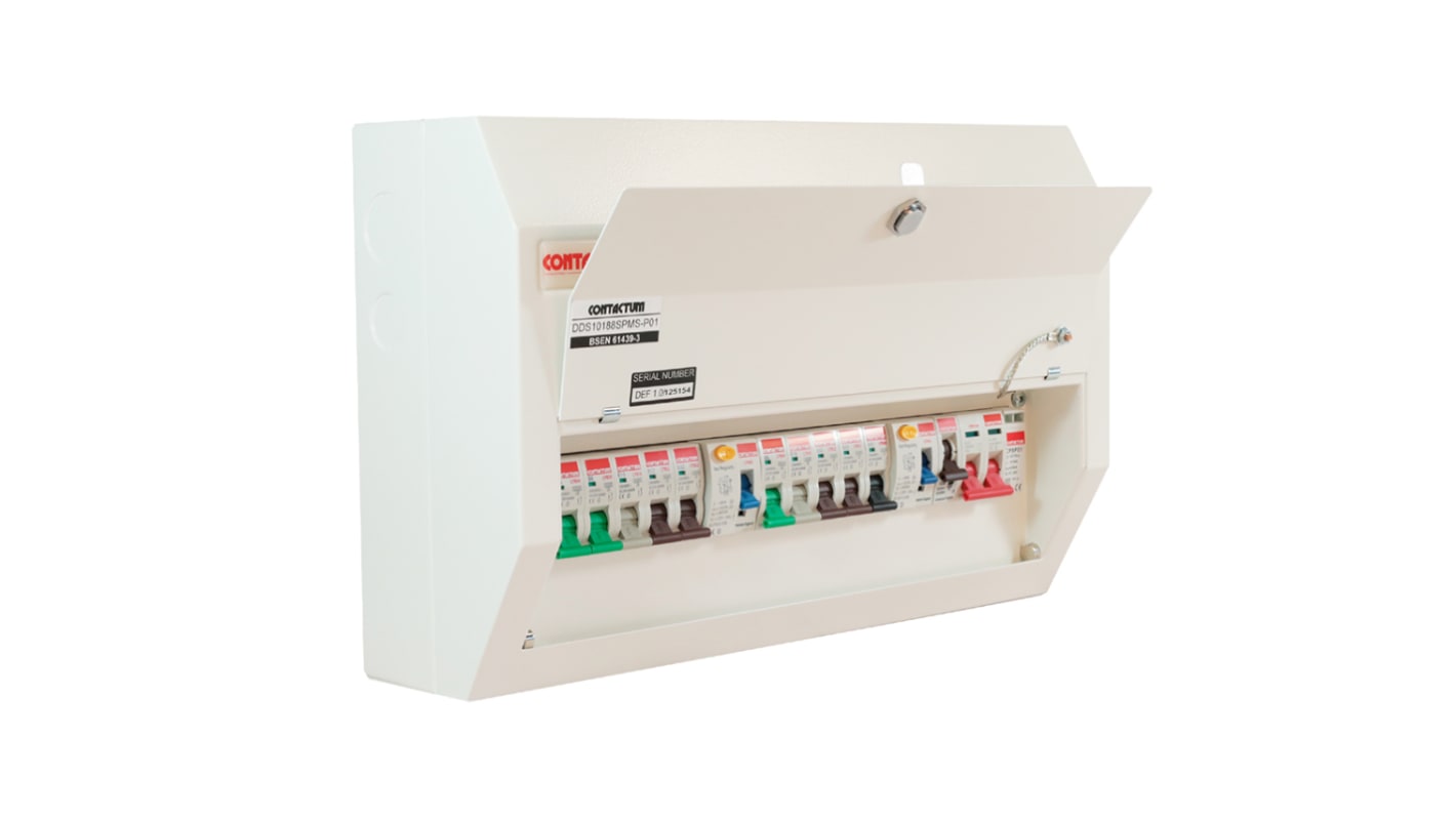 Contactum 10 Way Steel Consumer Unit, 100A Defender