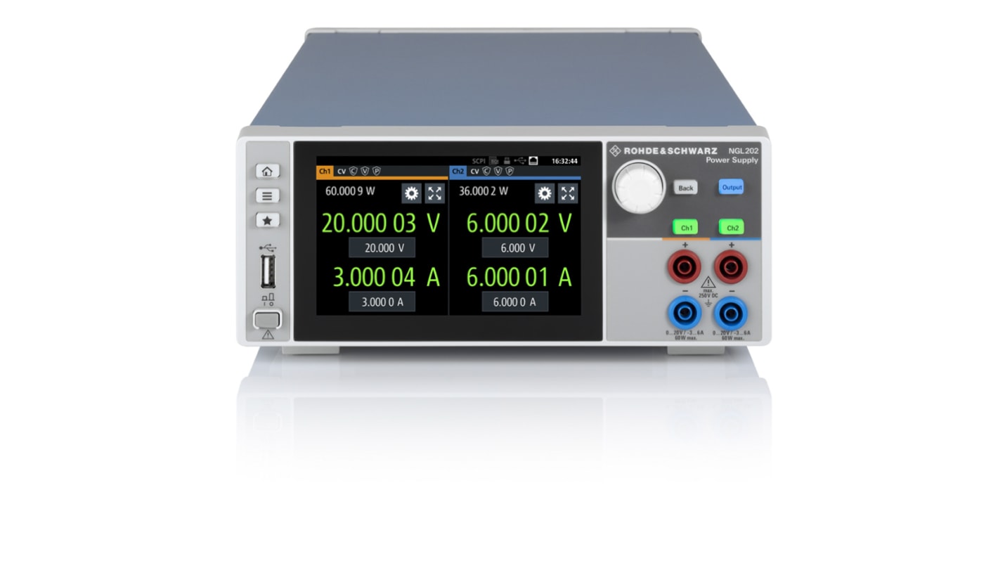 Rohde & Schwarz NGL200 Series Digital Bench Power Supply, 0 → 20V, 6A, 2-Output, 120W