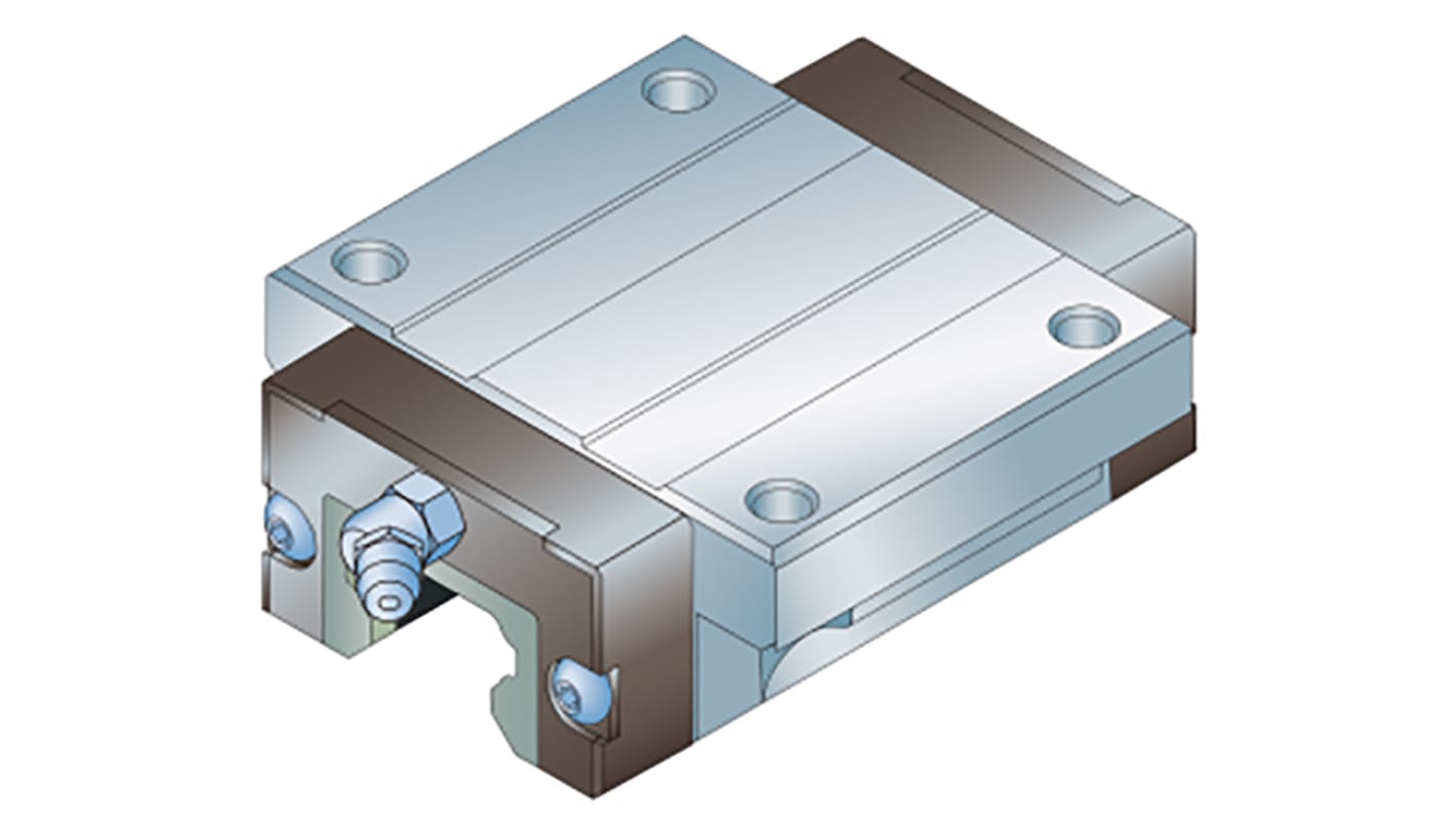 Patín Ewellix Makers in Motion serie LLTHZ, dimensiones 43.4mm x 24.5mm, para raíl de 20mm