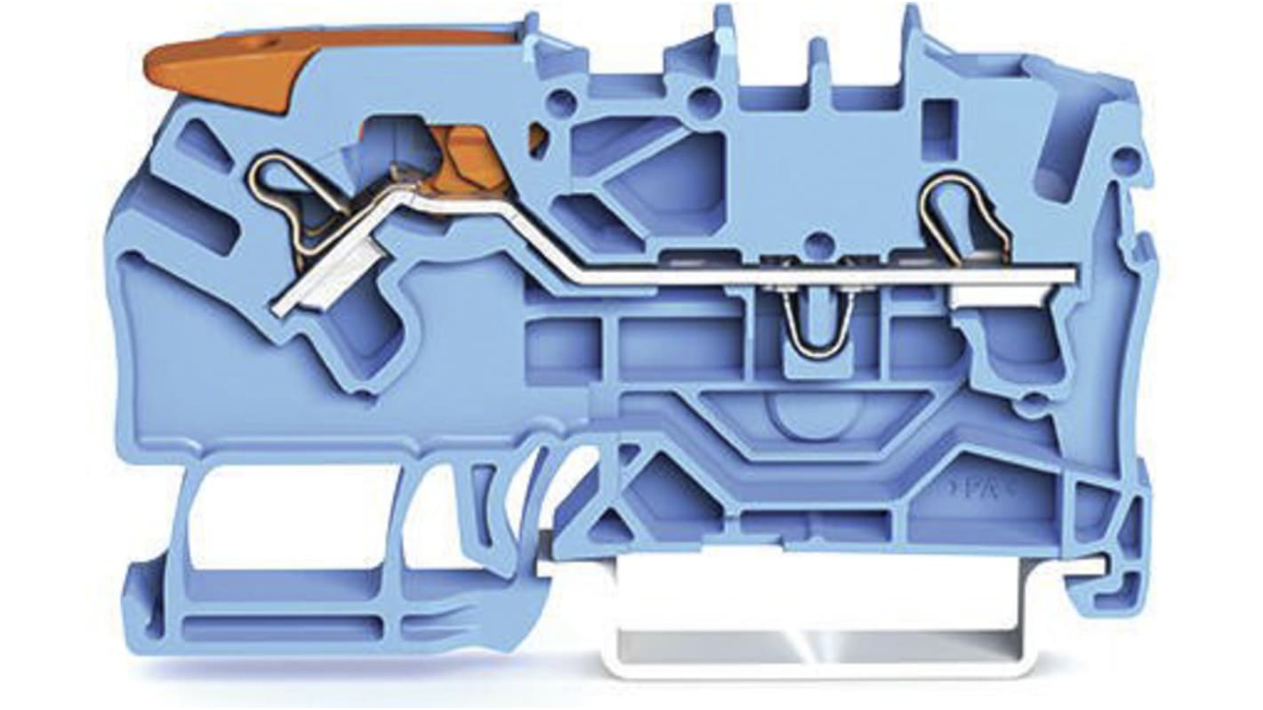 WAGO 2102-1204 TOPJOB S, 2102 Series Blue, 2.5mm², Single-Level, Push-In Cage Clamp Termination, ATEX, IECEx
