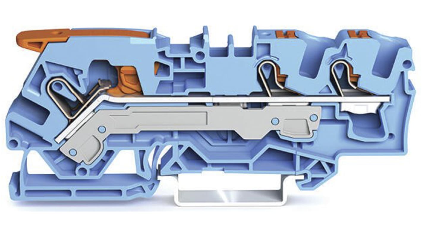 WAGO 2106-5304 TOPJOB S, 2106 Series Blue, 6mm², Single-Level, Push-In Cage Clamp Termination, ATEX, IECEx