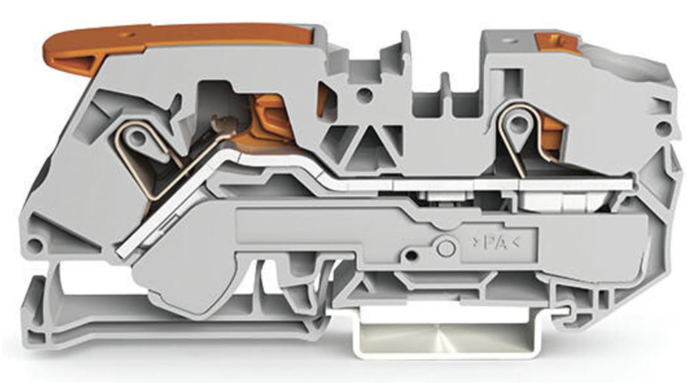 WAGO 2116-5201 TOPJOB S, 2116 Series Grey, 16mm², Single-Level, Push-In Cage Clamp Termination, ATEX, IECEx