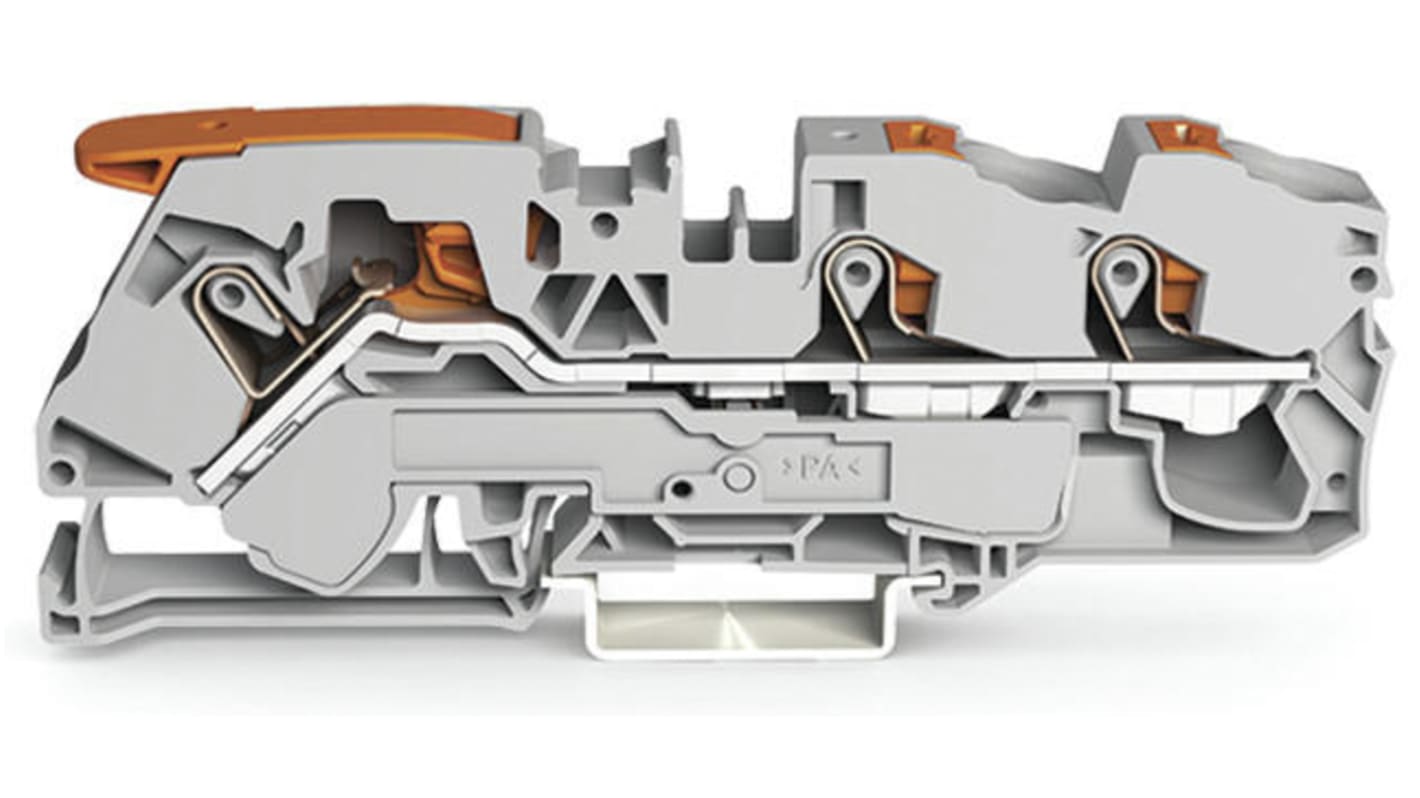 WAGO 2116-5301 TOPJOB S, 2116 Series Grey, 16mm², Single-Level, Push-In Cage Clamp Termination, ATEX, IECEx