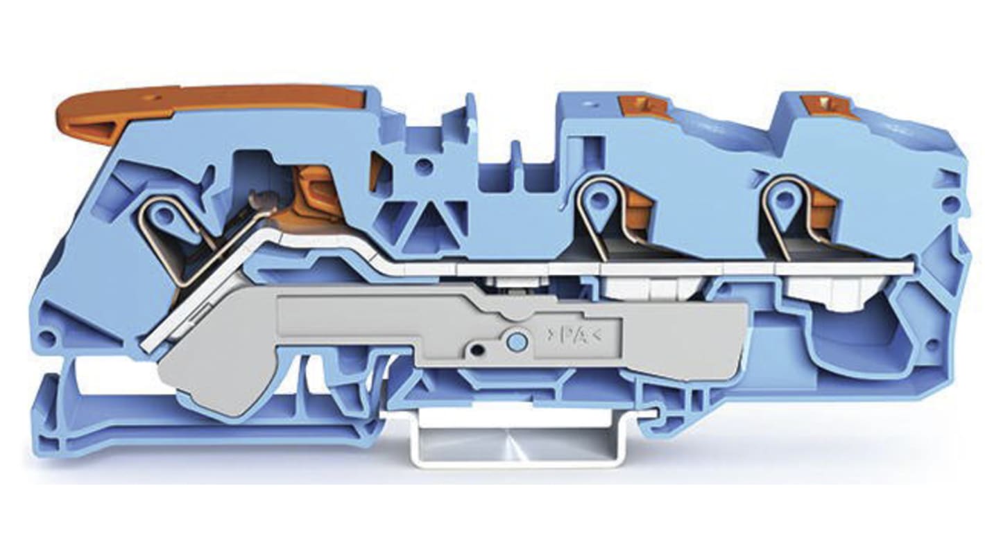WAGO 2116-5304 TOPJOB S, 2116 Series Blue, 16mm², Single-Level, Push-In Cage Clamp Termination, ATEX, IECEx