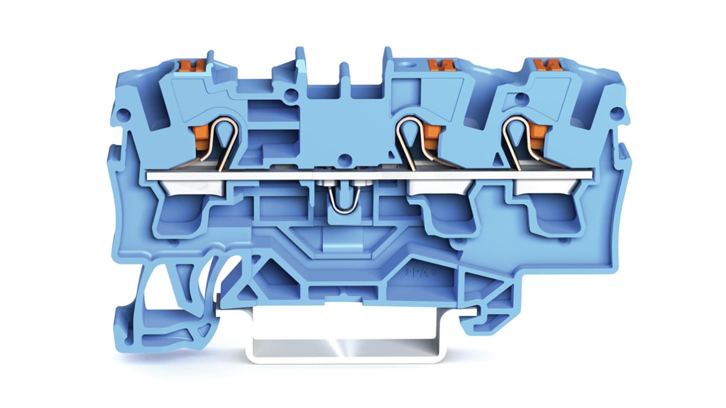 Morsettiera passante WAGO, Blu, livello Singolo, , 32A